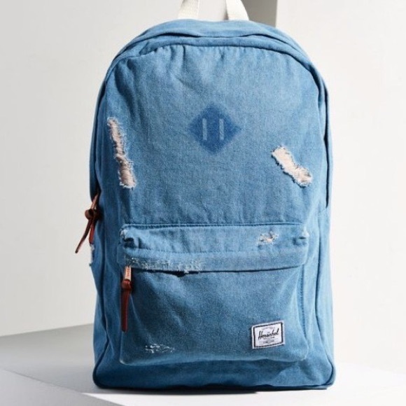 distressed denim backpack